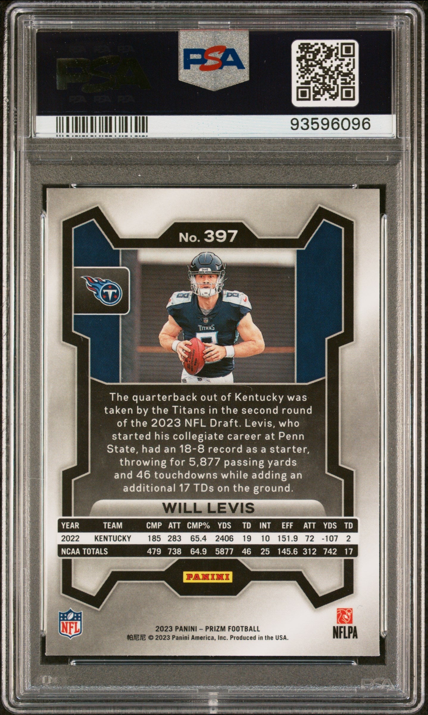 2023 Panini Prizm Will Levis #397 PSA 10 - Graded Sports Cards