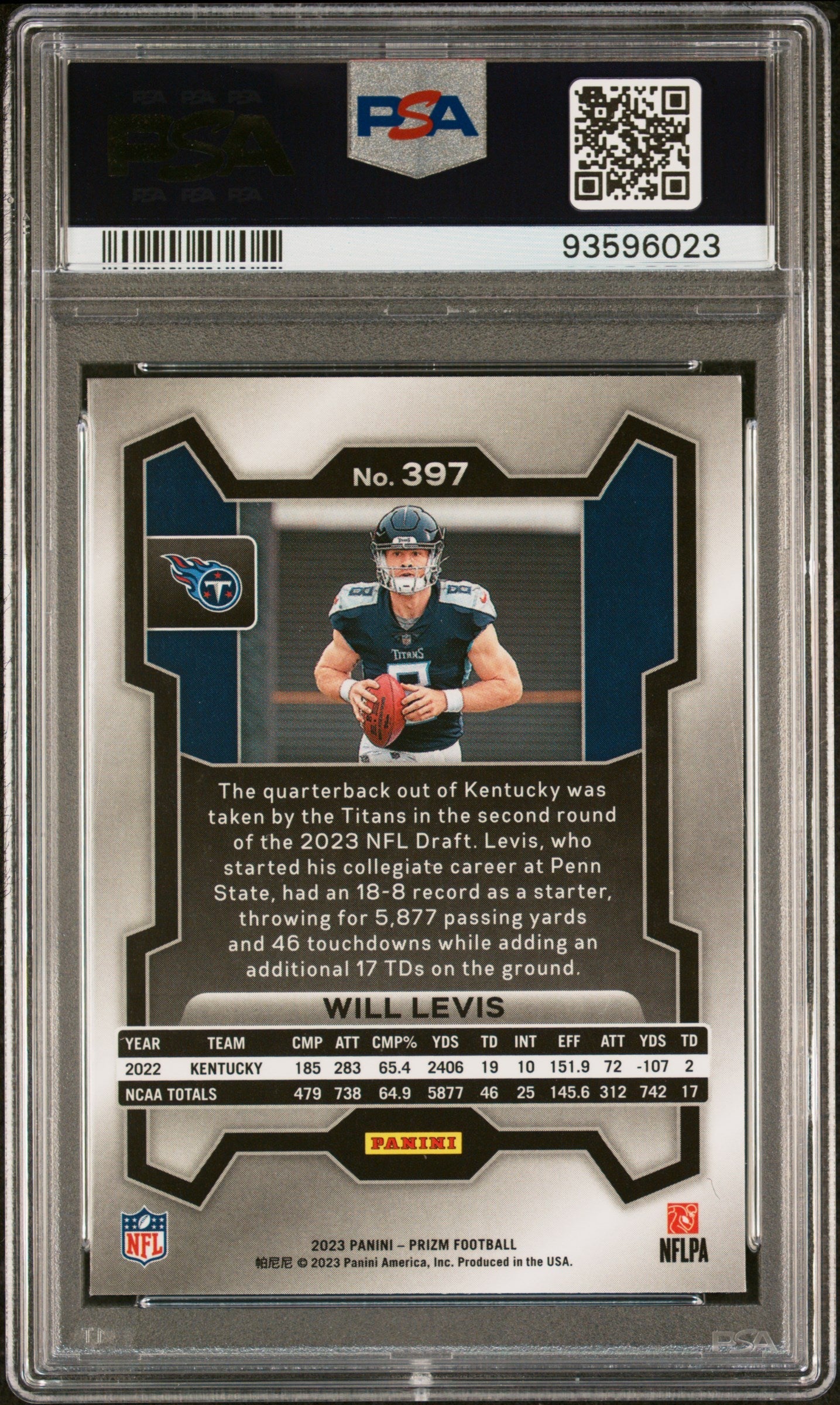 2023 Panini Prizm Will Levis #397 PSA 10 - Graded Sports Cards