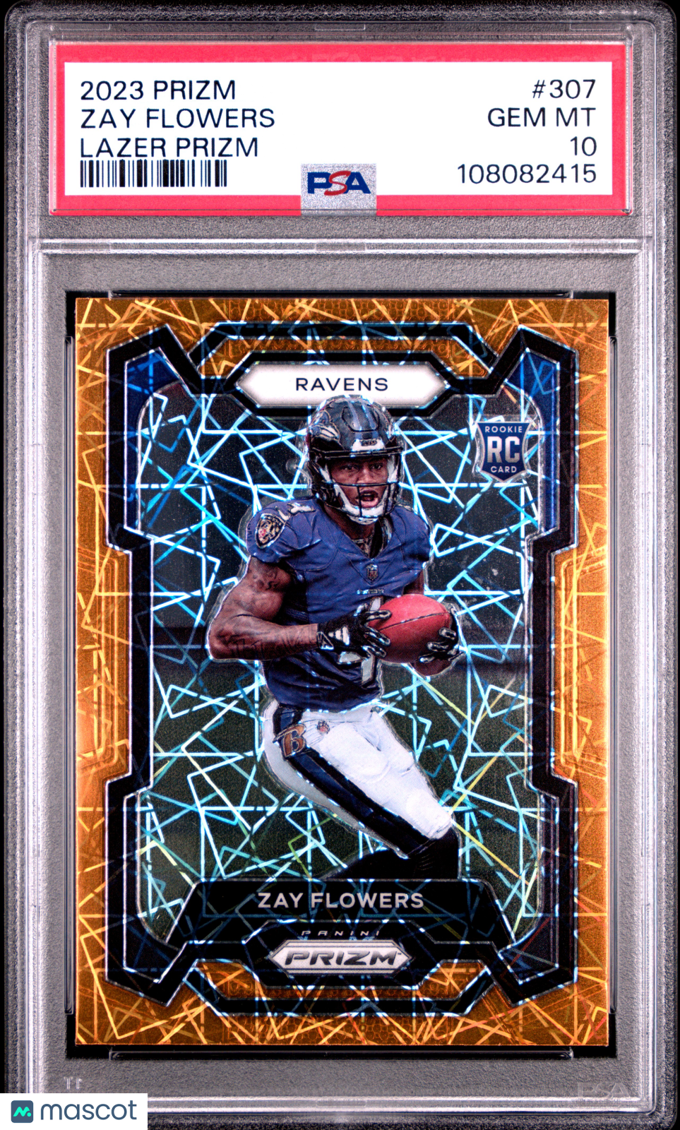 2023 Panini Prizm Zay Flowers Orange Lazer Rookie #307 PSA 10 GEM MINT Ravens - Graded Sports Cards