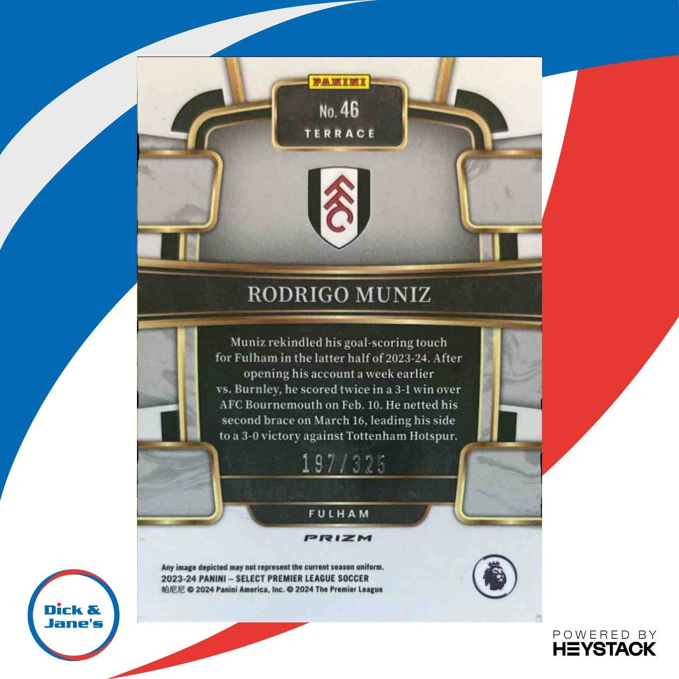 2023 Panini Rodrigo Muniz Pink Mojo Prizm /325 #46 Terrace Fulham - Sports Cards