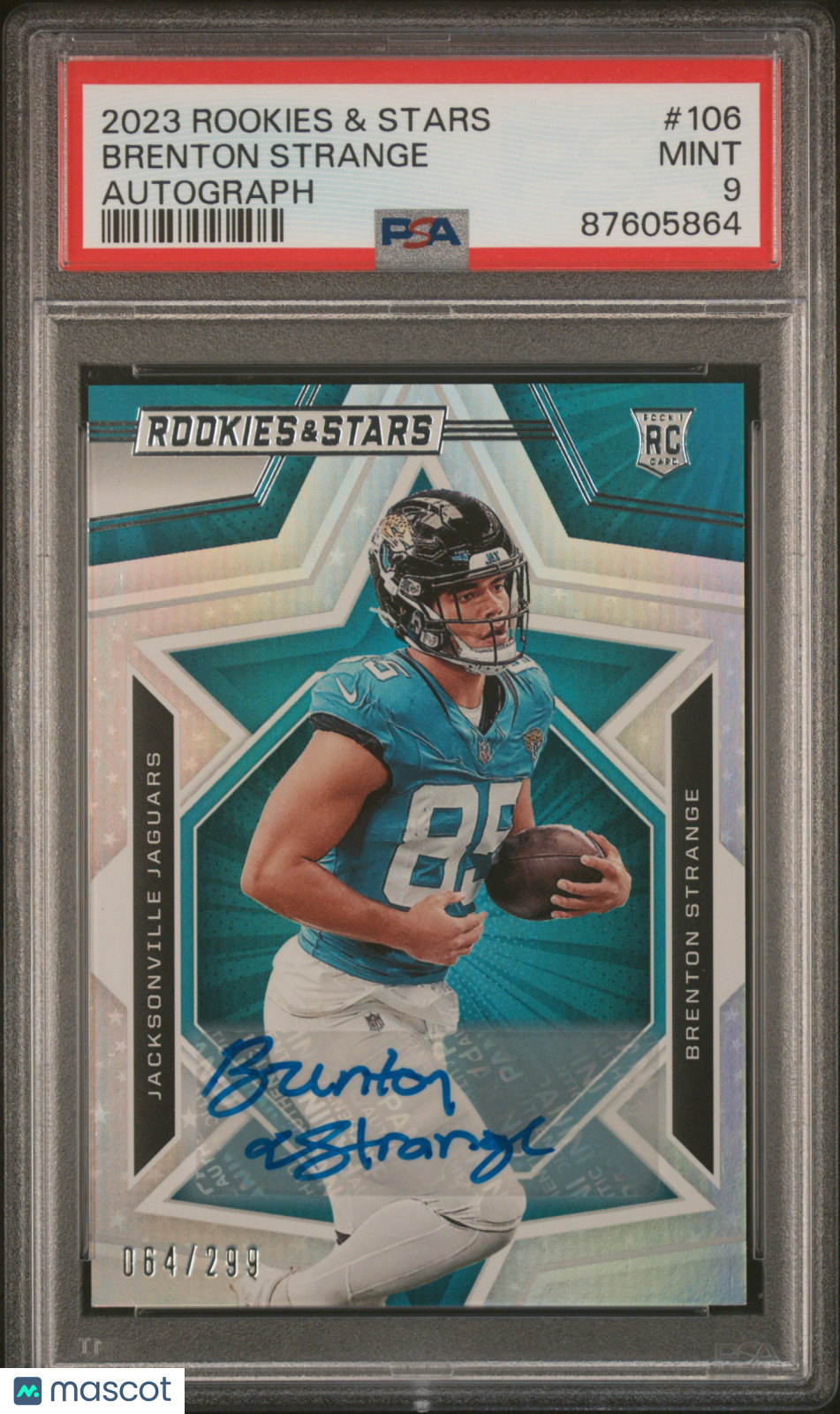 2023 Panini Rookies & Stars Brenton Strange Signature Rookie 064/299 #106 PSA 9 - Graded Sports Cards