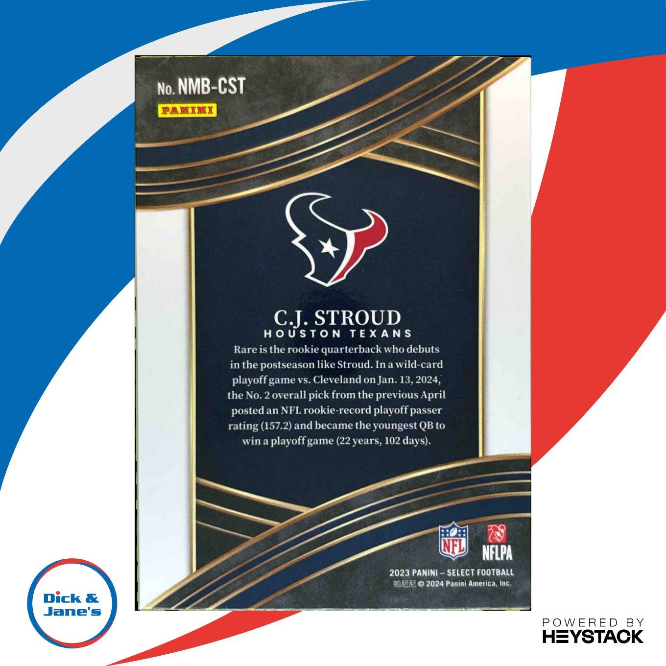 2023 Panini Select C.J. Stroud Numbers #NMB-CST RC Houston Texans - Sports Cards