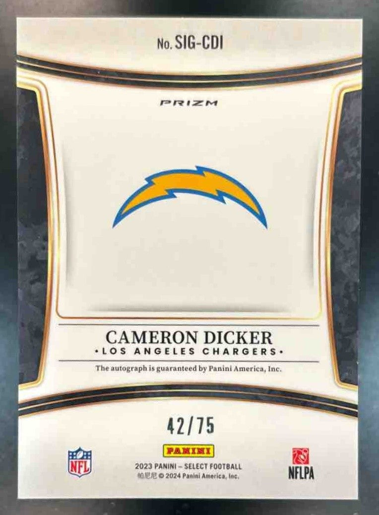 2023 Panini Select Cameron Dicker Signatures Maroon /75 Los Angeles Chargers - Sports Cards