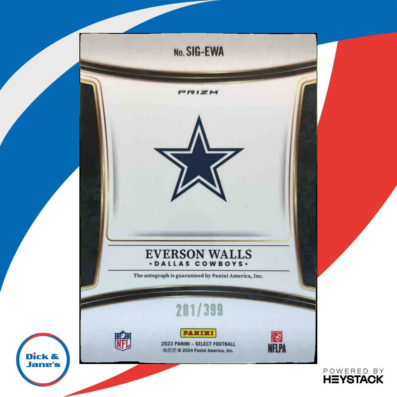 2023 Panini Select Everson Walls Signatures Prizm 201/399 Auto Dallas Cowboys - Sports Cards