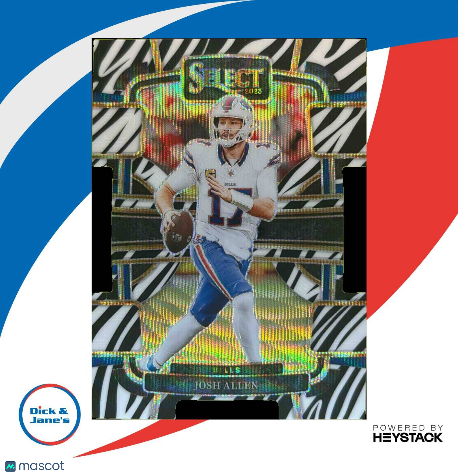 2023 Panini Select Josh Allen Zebra Prizm Die Cut SSP 13 Concourse Buffalo Bills - Sports Cards