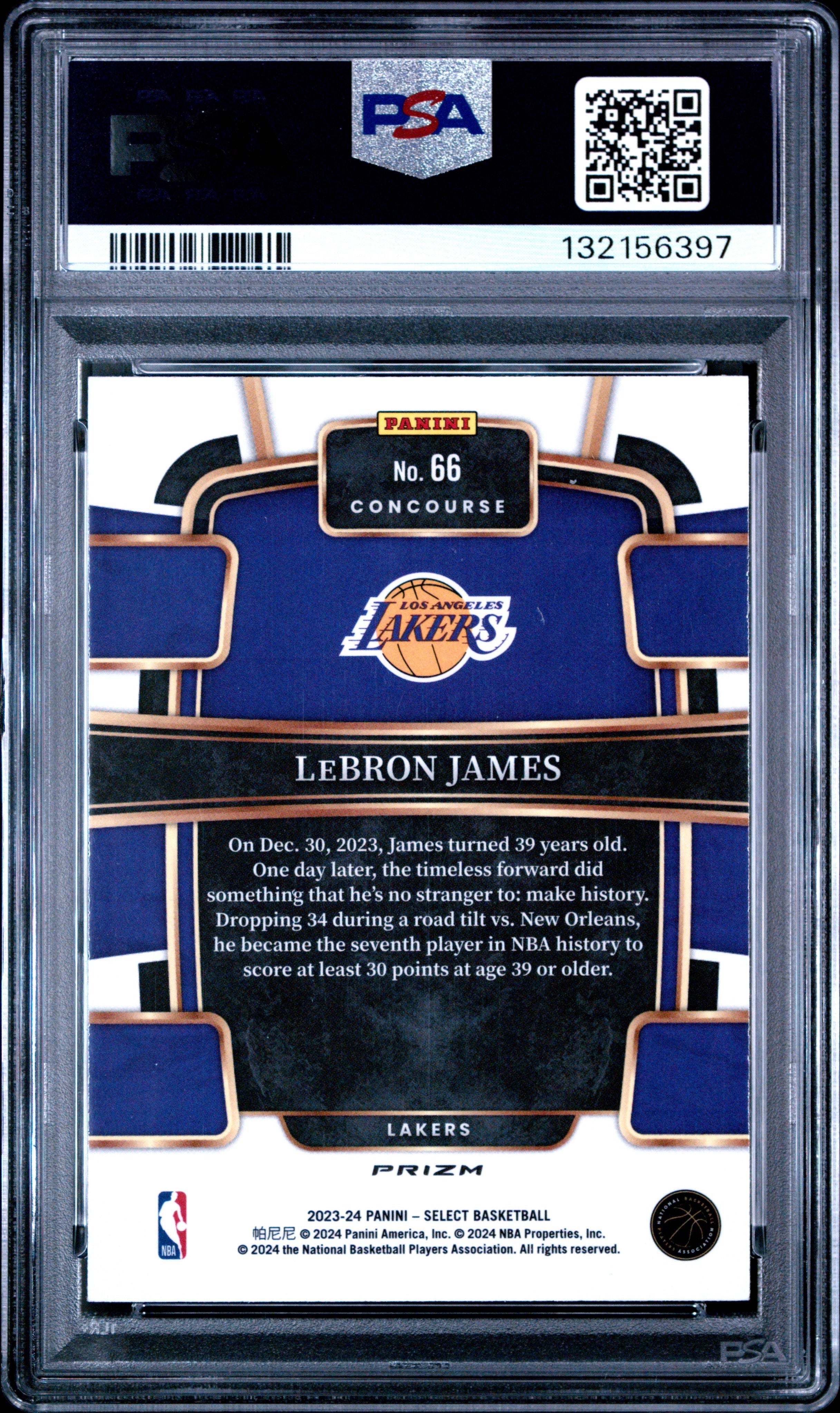 2023 Panini Select LeBron James Silver Prizm #66 PSA 9 MINT Los Angeles Lakers - Graded Sports Cards