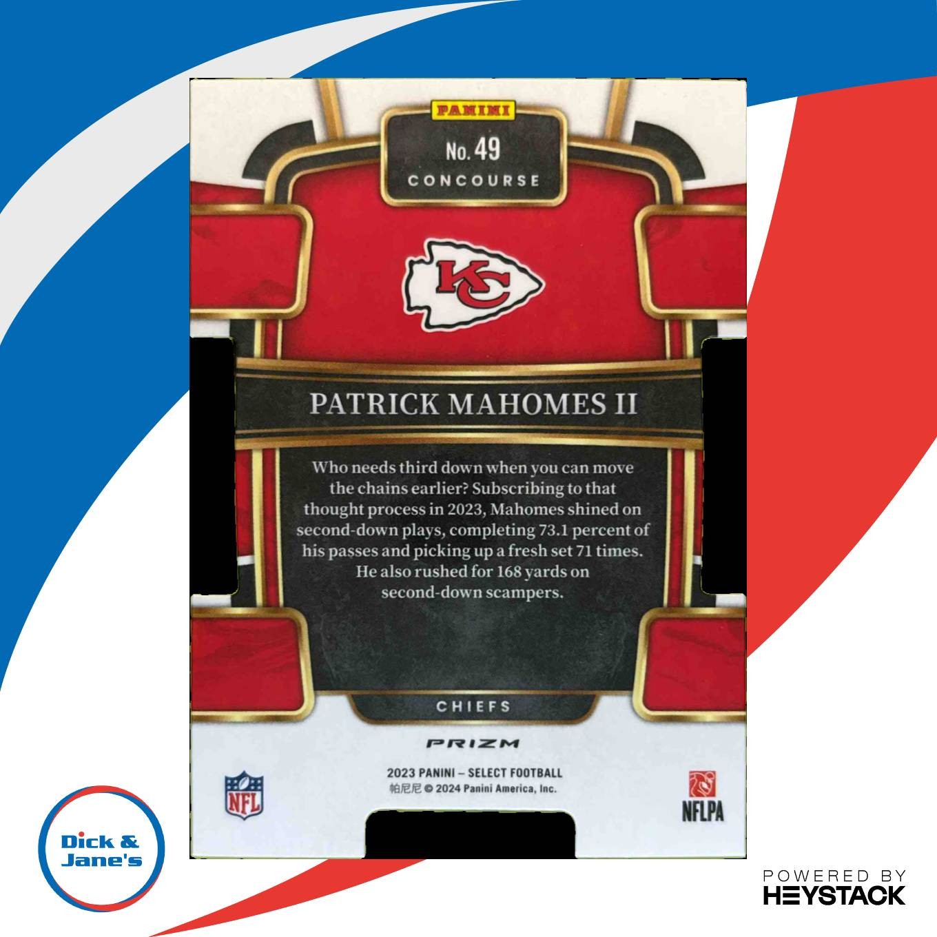 2023 Panini Select Patrick Mahomes II Silver Prizms Die Cut #49 Concourse Chiefs - Sports Cards