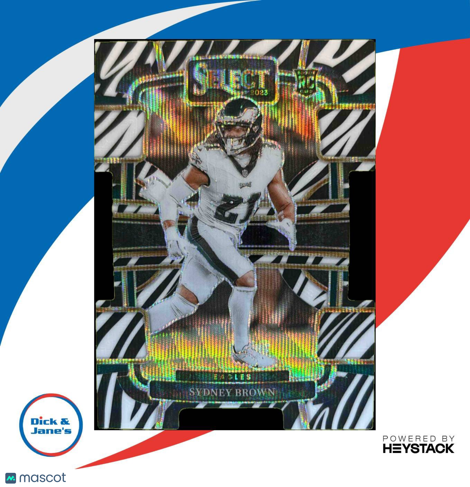 2023 Panini Select Sydney Brown Zebra Prizm SSP #80 RC Philadelphia Eagles - Sports Cards