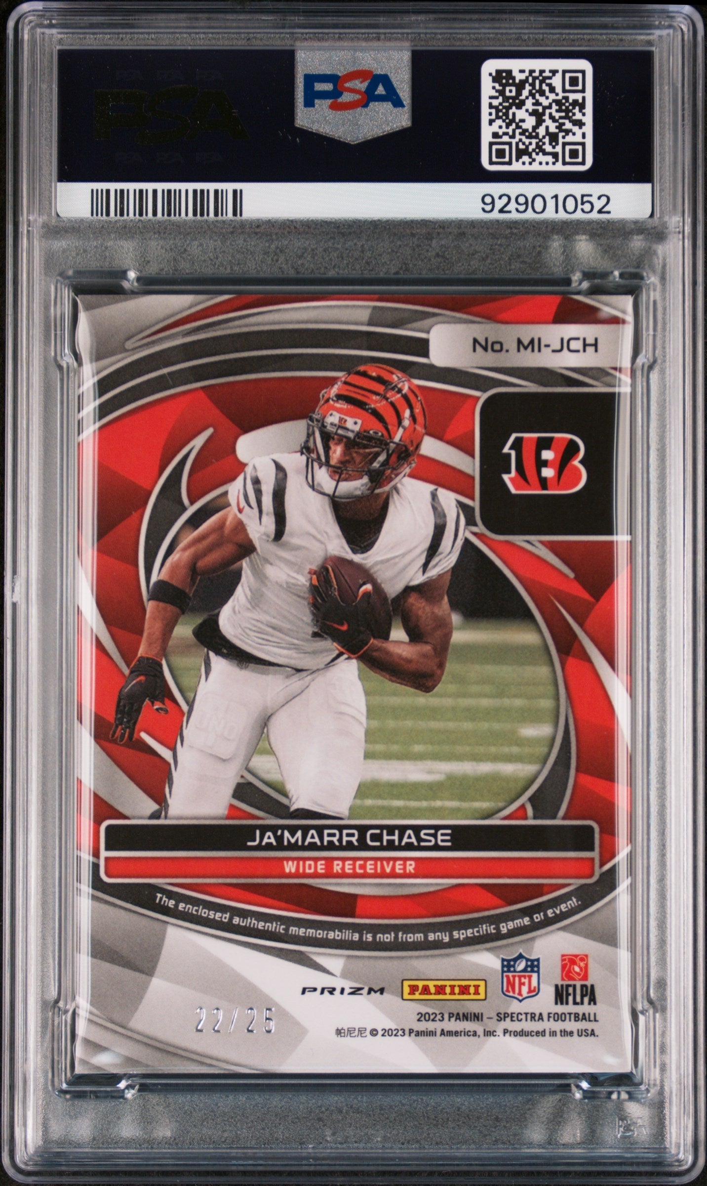 2023 Panini Spectra Max Impact Relics Ja’marr Chase Meta #MIJCH PSA 9 MINT - Graded Sports Cards