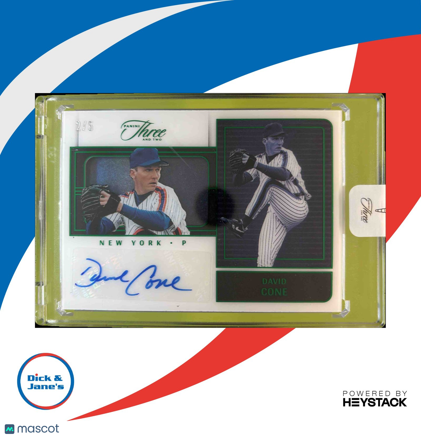 2023 Panini Three and Two David Cone Superstar Signatures Emerald /5 Auto Mets - Sports Cards