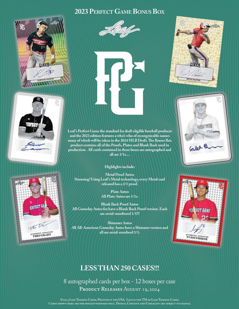 2023 Perfect Game Hobby Bonus Box (8 Autos All 1/1s) - MLB Hobby Box