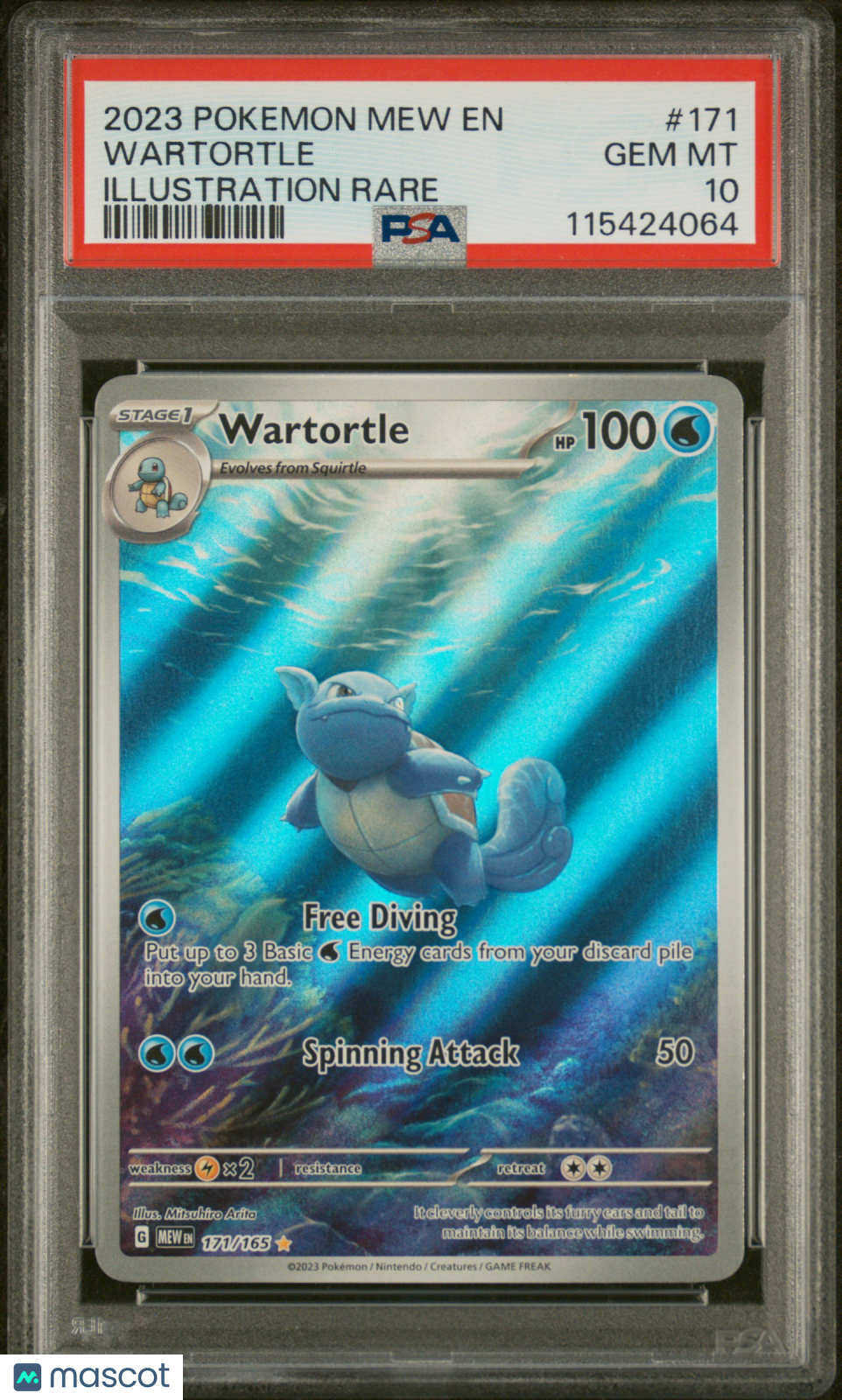 2023 Pokemon 151 Wartortle #171 Illustration Rare PSA