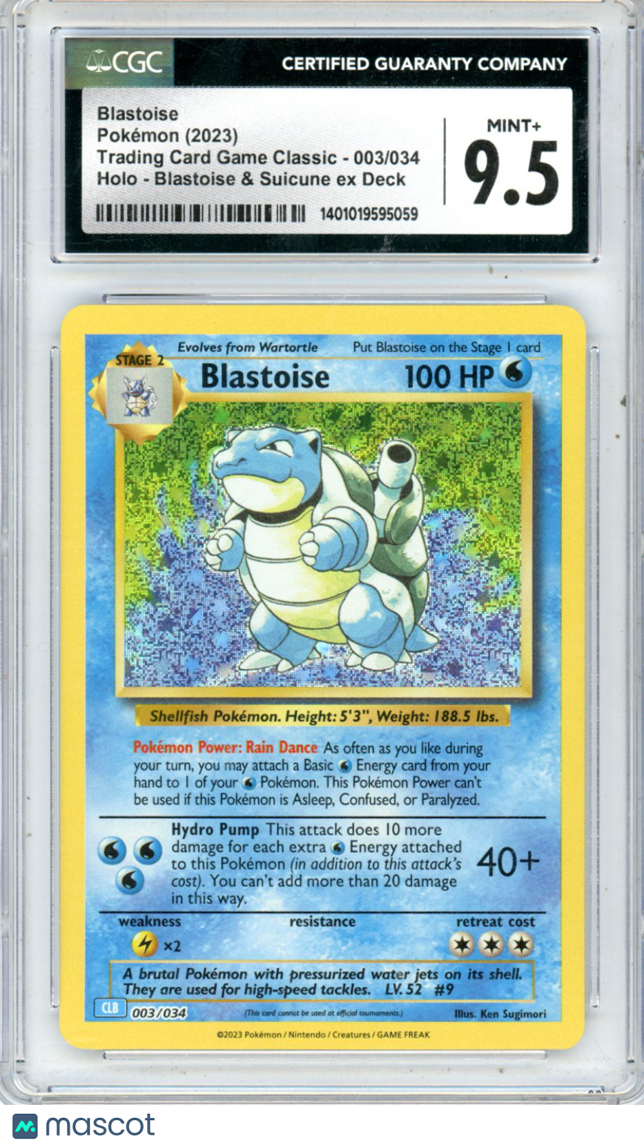 2023 Pokemon Blastoise & Suicune ex Deck TCG Classic Blastoise #003/034 CGC 9.5 - TCG/CCG