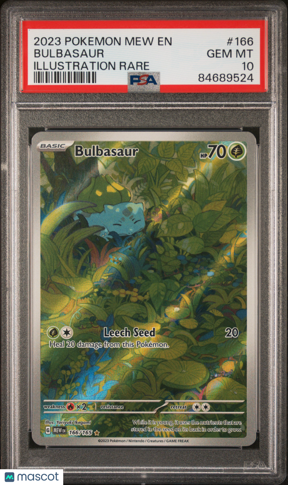 2023 Pokemon Mew EN-151 Bulbasaur #166 Illustration Rare PSA 10 - Graded TCG/CCG