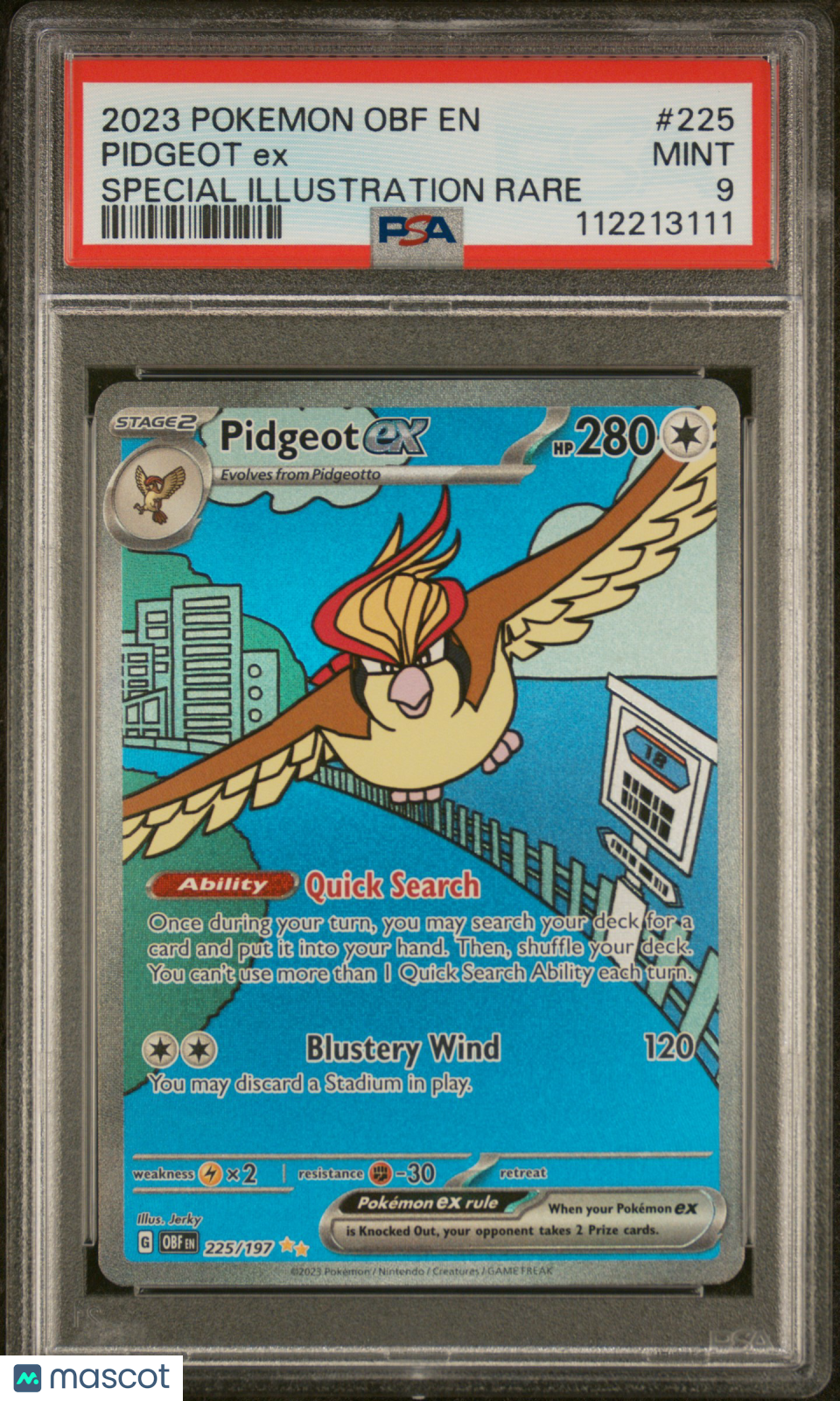 2023 Pokemon Obf EN-Obsidian Flames Pidgeot EX Special Illustration Rare PSA 9 - Graded TCG/CCG