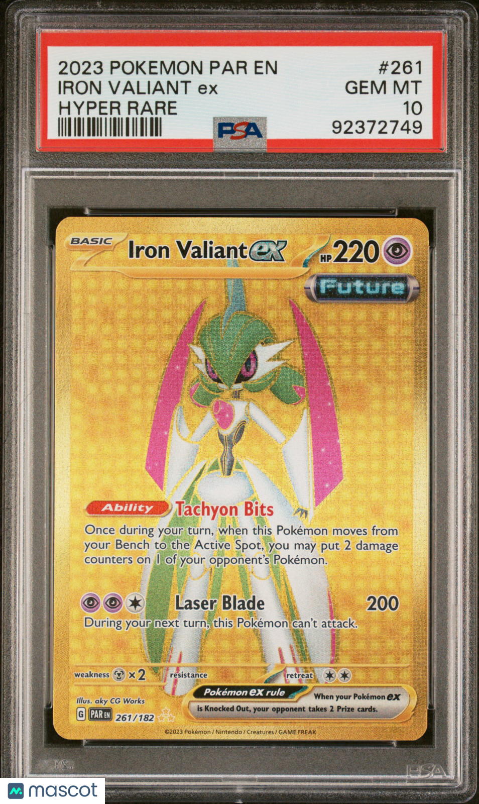 2023 Pokemon Par EN-Paradox Rift Iron Valiant EX #261 Hyper Rare PSA 10 - Graded TCG/CCG