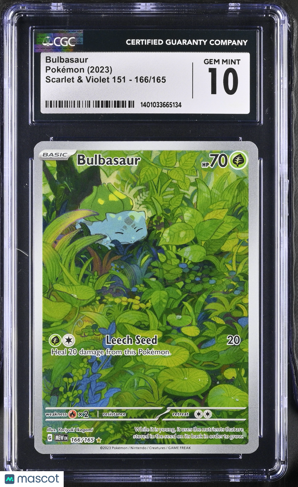 2023 Pokemon Scarlet & Violet 151 Bulbasaur #166/165 Illustration Rare CGC 10 - Graded TCG/CCG