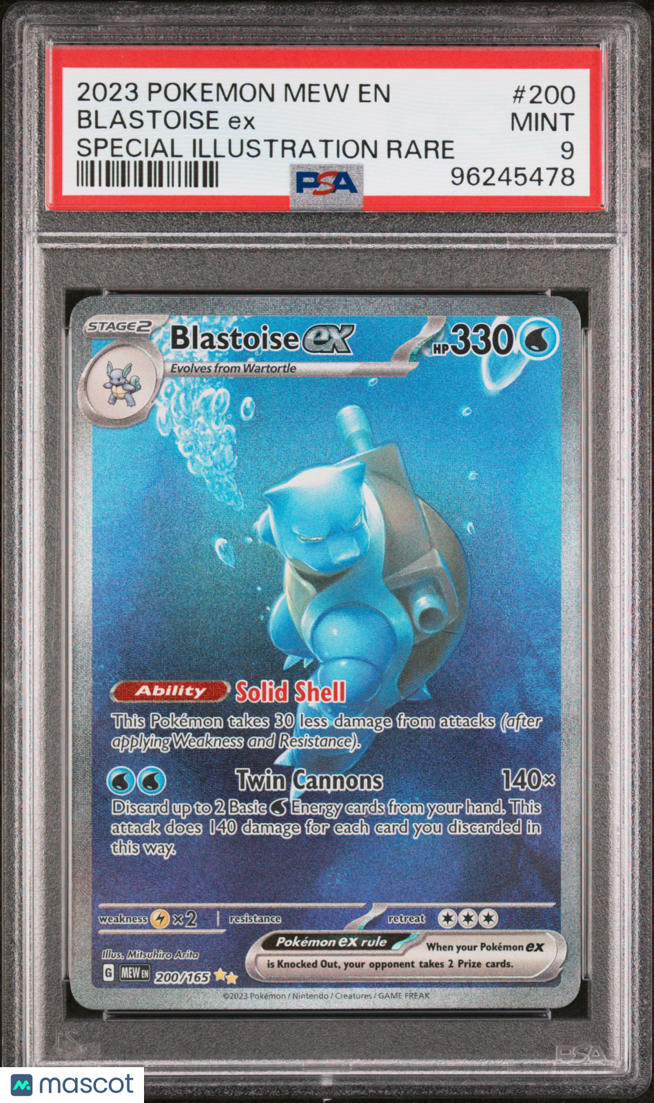 2023 Pokemon SV 151 Blastoise EX #200 Special Illustration Rare PSA 9 MINT - Graded TCG/CCG