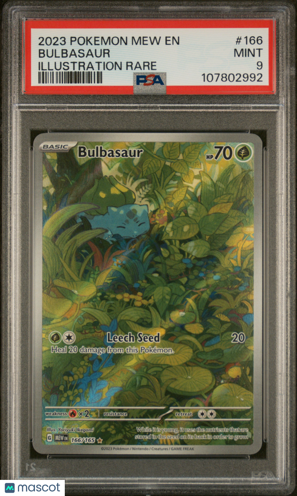 2023 Pokemon SV 151 Bulbasaur #166 English Illustration Rare PSA 9 MINT - Graded TCG/CCG