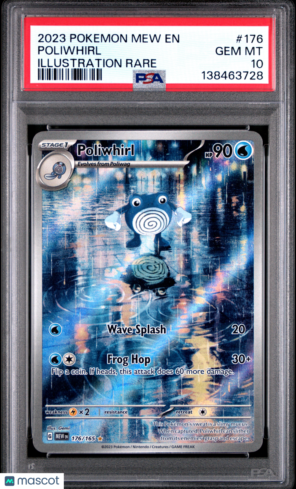 2023 Pokemon SV 151 Poliwhirl #176 Illustration Rare PSA 10 GEM MINT - Graded TCG/CCG