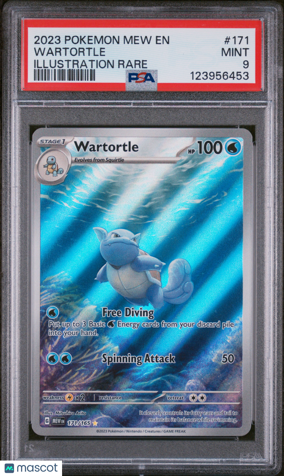 2023 Pokemon SV 151 Wartortle #171 English Illustration Rare PSA 9 MINT - Graded TCG/CCG