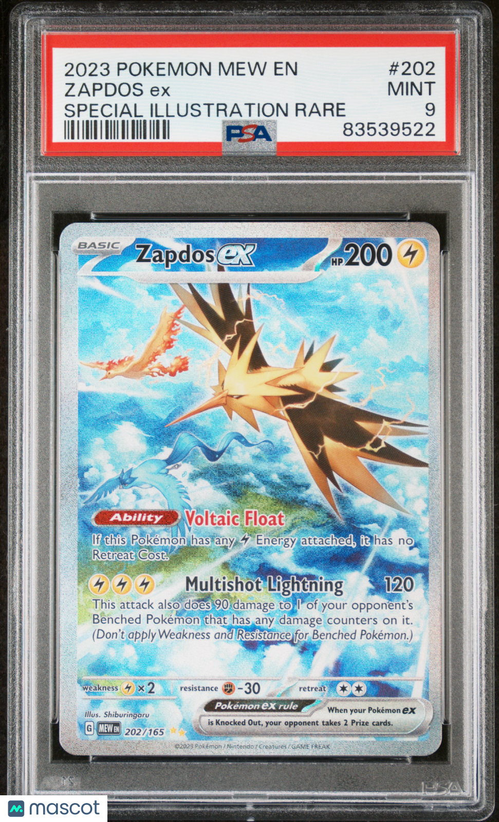 2023 Pokemon SV 151 Zapdos EX #202 Special Illustration Rare PSA 9 MINT - Graded TCG/CCG