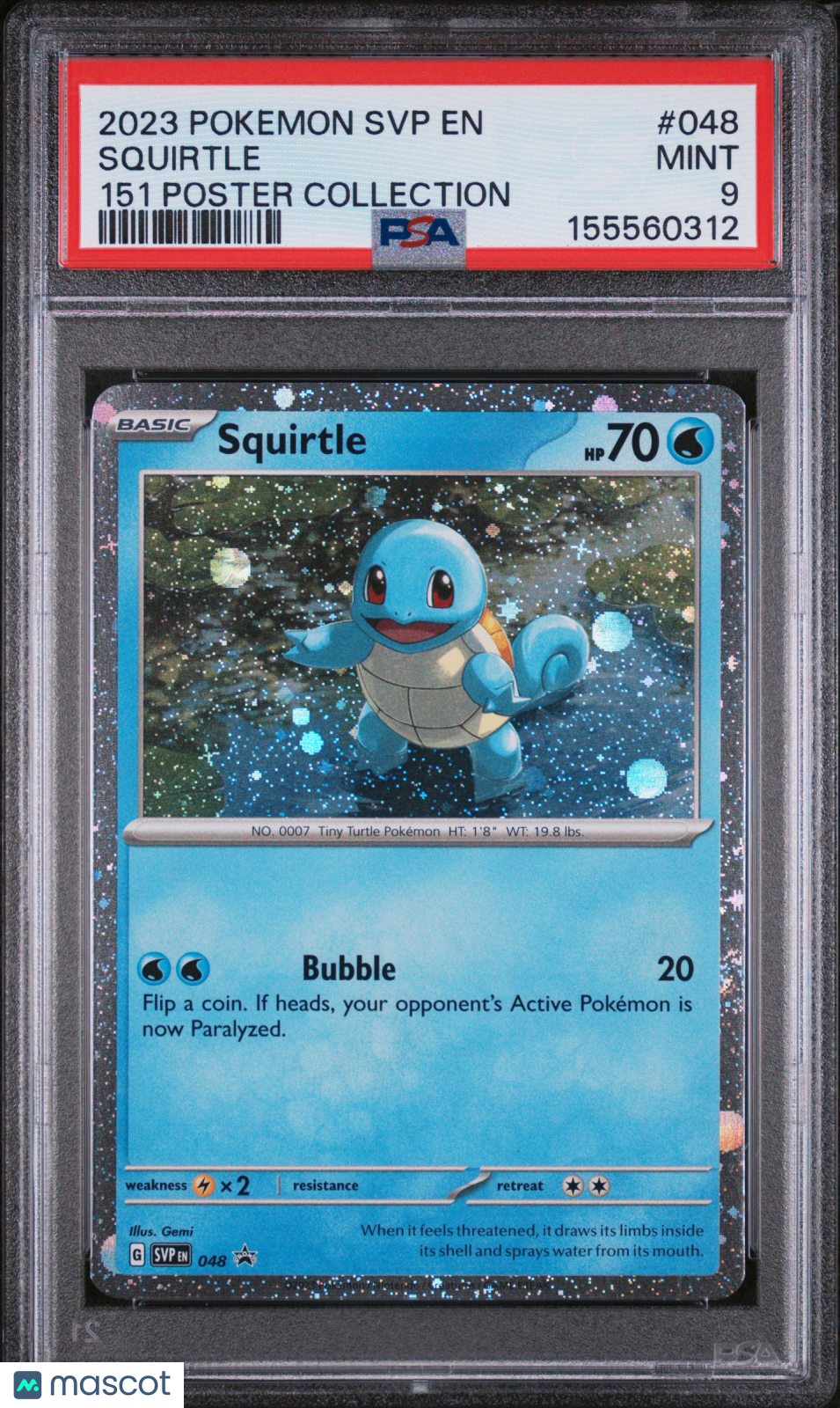 2023 Pokemon SV Black Star Promo Squirtle #048 151 Poster Collection PSA 9 MINT - Graded TCG/CCG