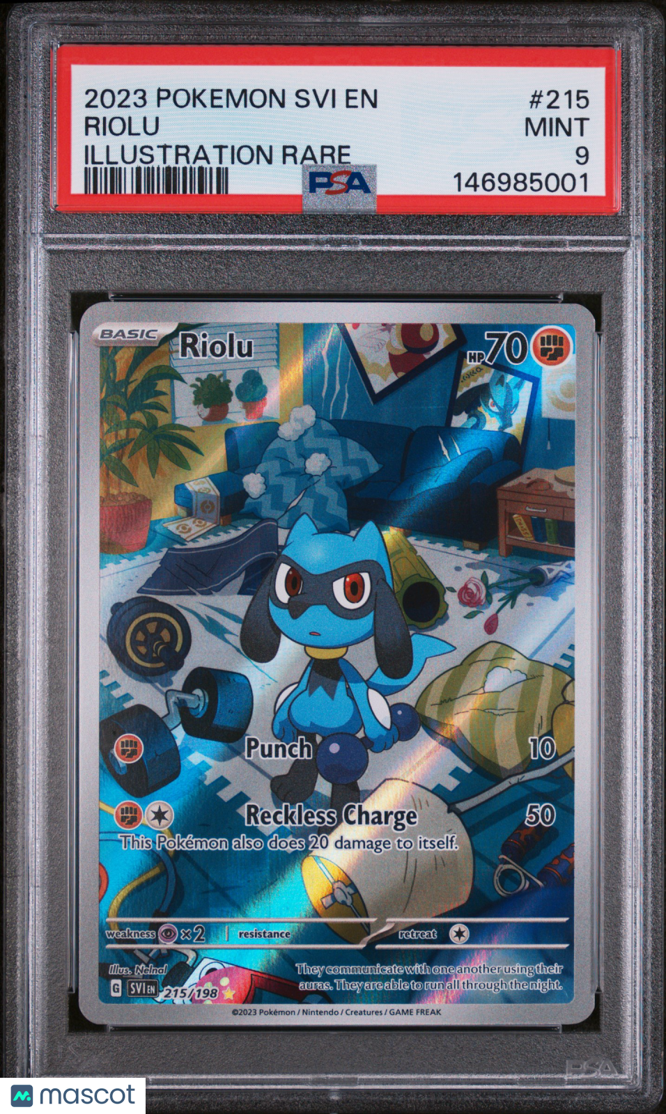 2023 Pokemon Svi EN-Scarlet & Violet Riolu #215 Illustration Rare PSA 9 - Graded TCG/CCG