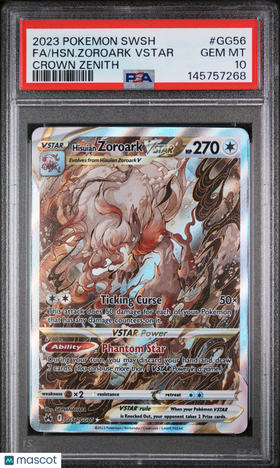2023 Pokemon Sword And Shield Crown Zenith HSN. Zoroark VSTAR #GG56 FA PSA 10 - Graded TCG/CCG