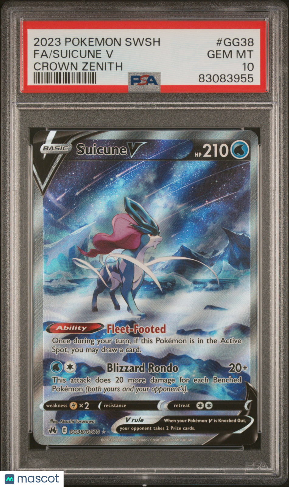 2023 Pokemon Sword And Shield Crown Zenith Suicune V #GG38 PSA 10 - Graded TCG/CCG