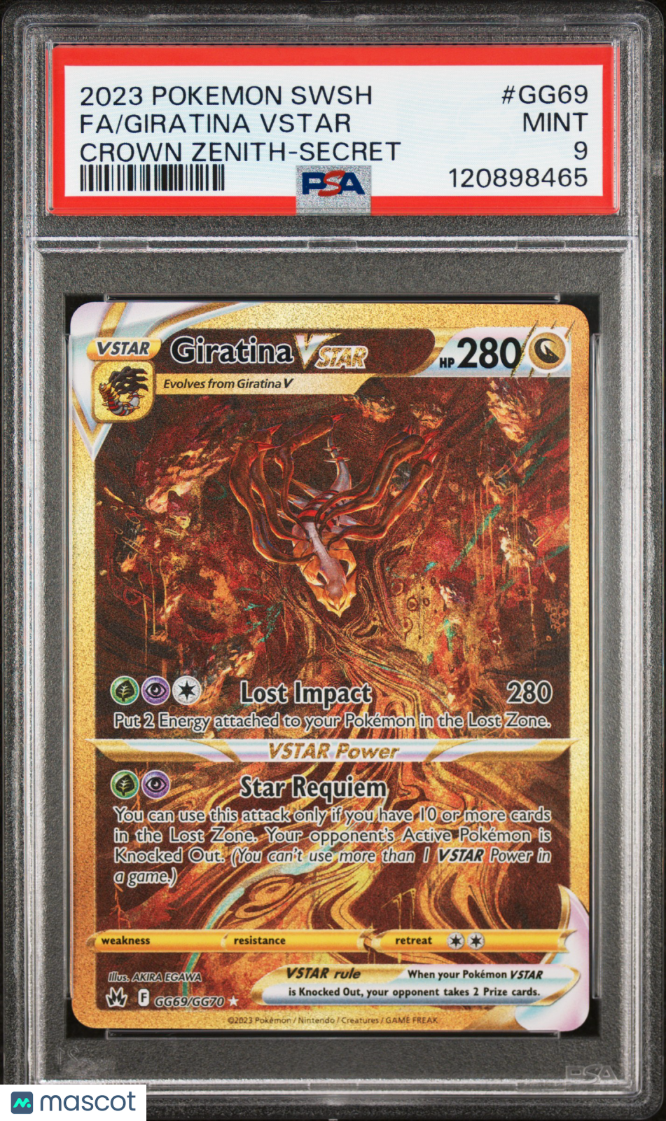 2023 Pokemon SWSH Crown Zenith Giratina VSTAR #GG69 Secret-FA PSA 9 MINT - Graded TCG/CCG