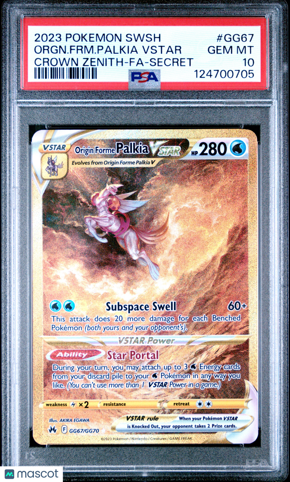 2023 Pokemon SWSH Crown Zenith Orgn. FRM. Palkia VSTAR #GG67 FA PSA 10 GEM MINT - Graded TCG/CCG