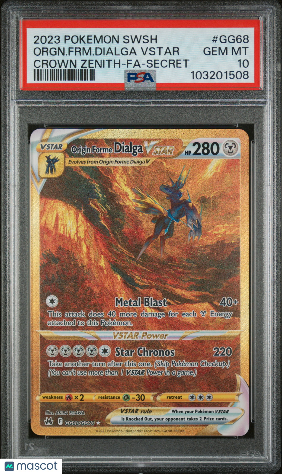 2023 Pokemon SWSH Crown Zenith Origin Form Dialga VSTAR #GG68 FA PSA 10 GEM - Graded TCG/CCG