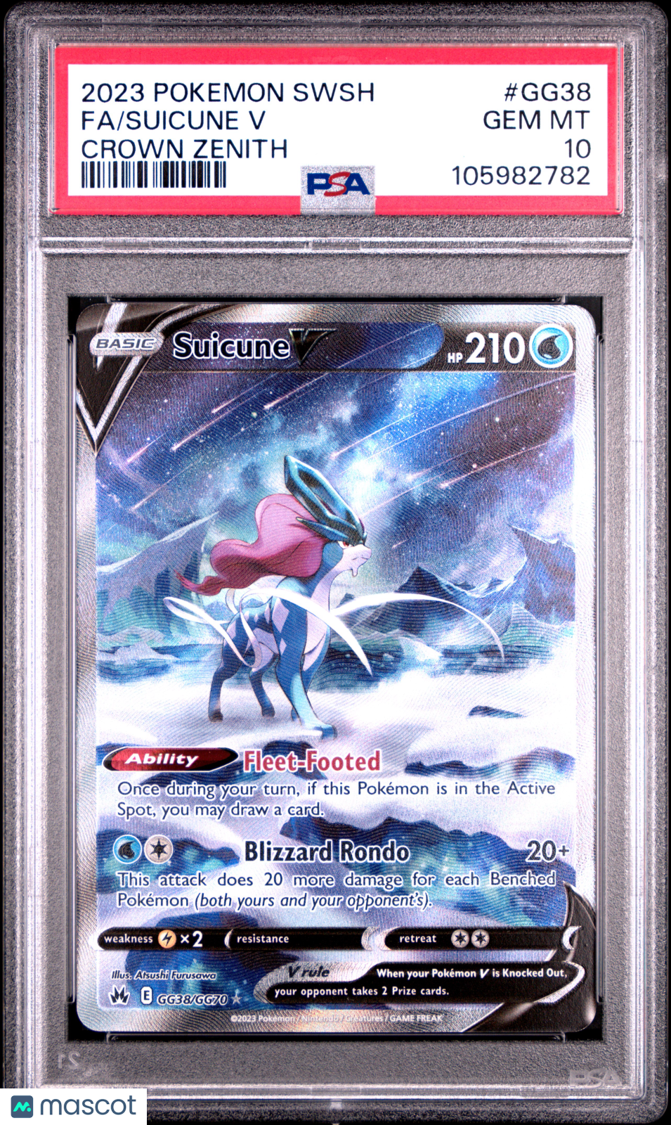 2023 Pokemon SWSH Crown Zenith Suicune V #GG38 FA PSA 10 GEM MINT - Graded TCG/CCG