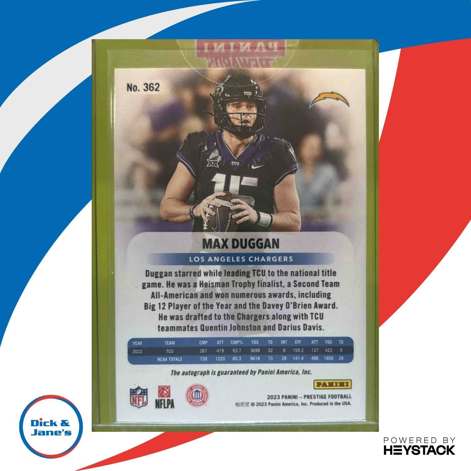 2023 Prestige Max Duggan Xtra Points Red Auto /199 #362 RC Los Angeles Chargers - Sports Cards