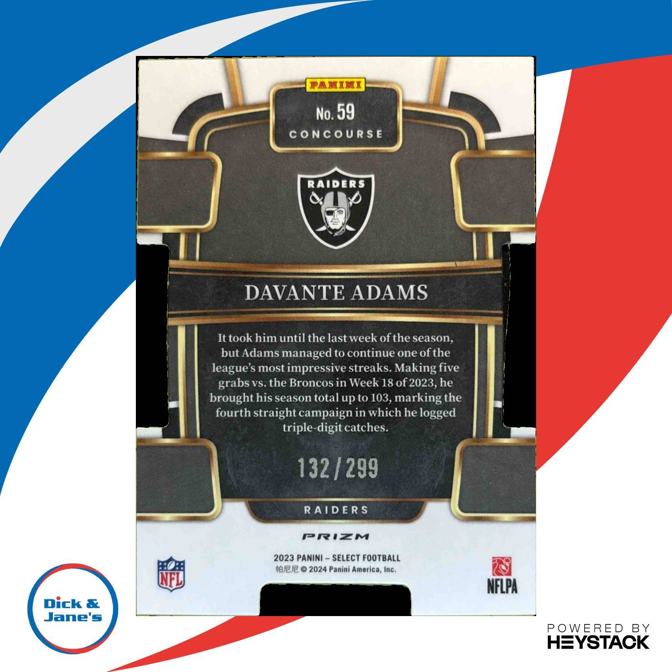 2023 Select Davante Adams Copper Prizms Die Cut 132/299 #59 Concourse Raiders - Sports Cards