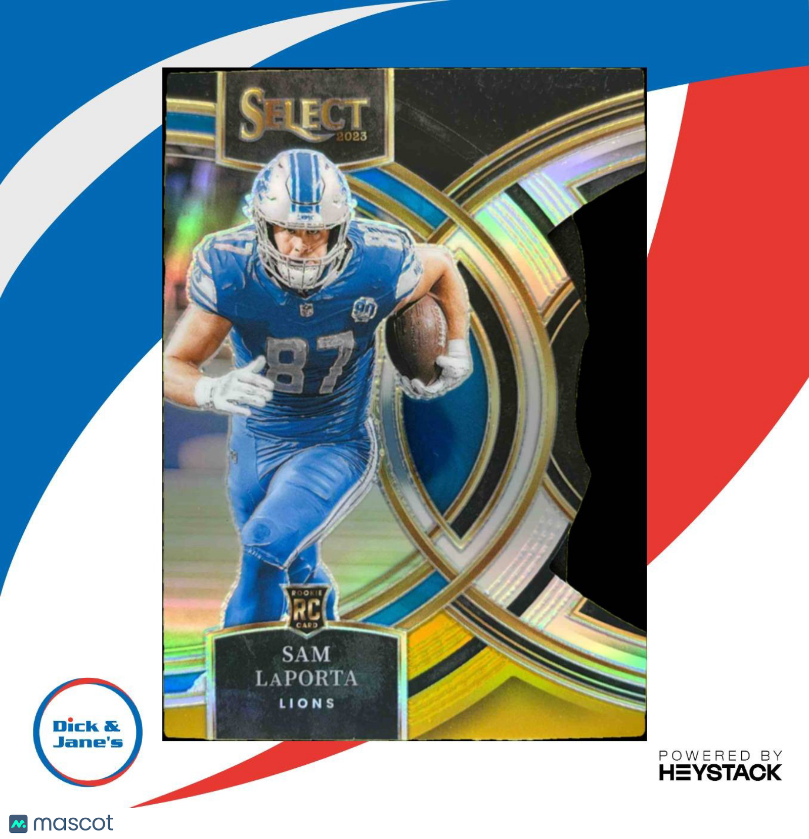 2023 Select Sam LaPorta Black and Gold Prizms Die Cut #106 RC Detroit Lions - Sports Cards