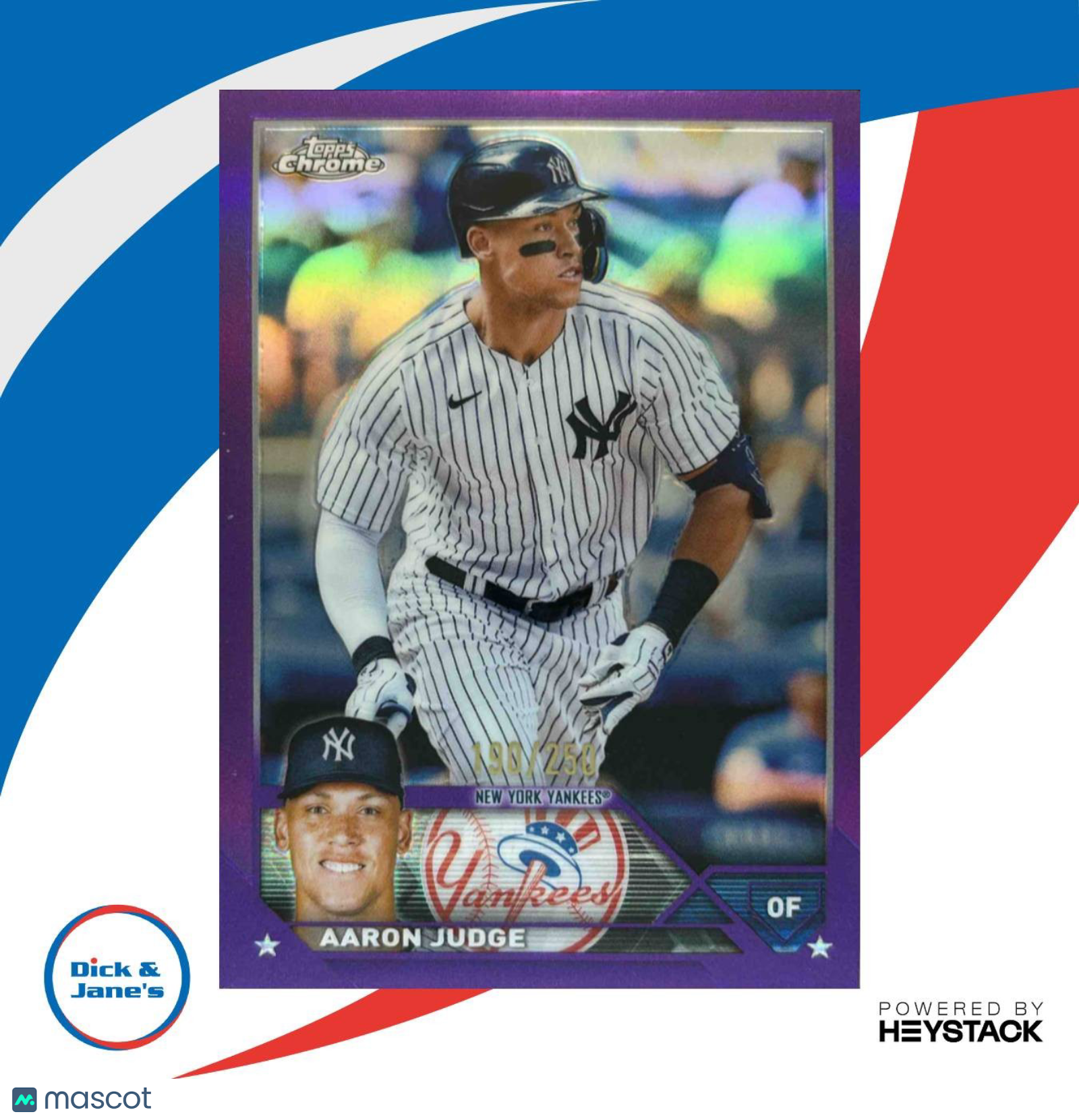 2023 Topps Chrome Aaron Judge Purple Refractor 190/250 #62 New York Yankees - Sports Cards