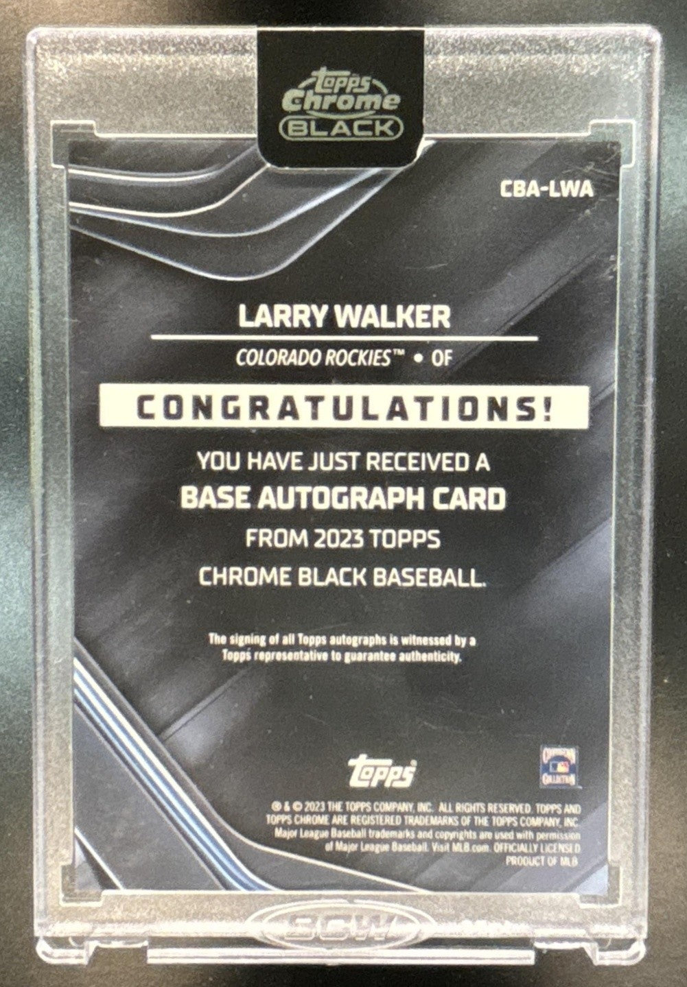 2023 Topps Chrome Black Larry Walker Auto #CBA-LWA Colorado Rockies - Sports Cards