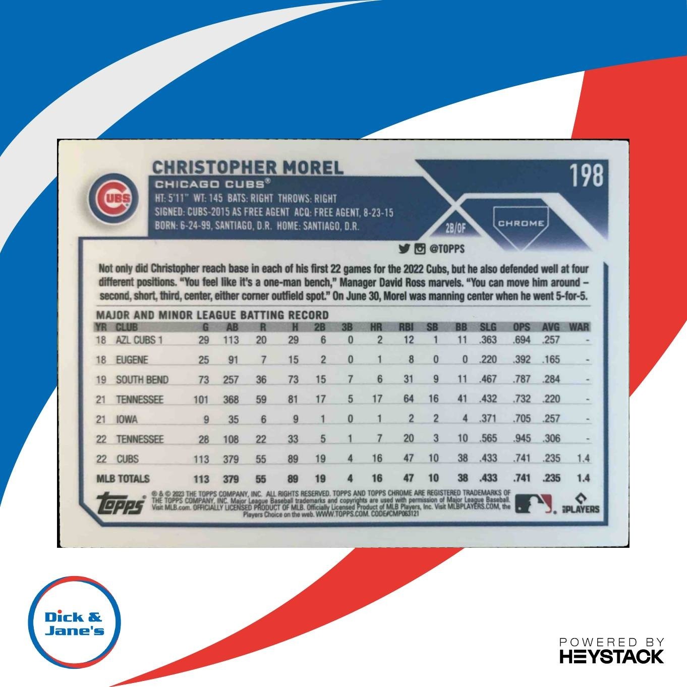 2023 Topps Chrome Christopher Morel Orange Refractor 22/25 #198 RC Chicago Cubs - Sports Cards