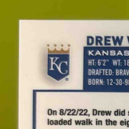 2023 Topps Chrome Drew Waters Rookie Auto Blue Ray Wave Refractor /150 KC Royals - Sports Cards