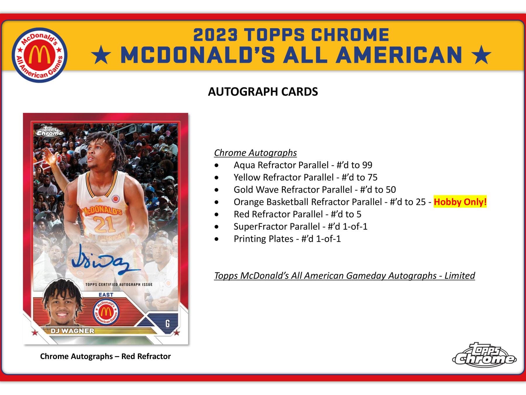 2023 Topps Chrome McDonald’s All American Basketball Hobby Box (2 Autos) Bronny James? - NBA Blaster