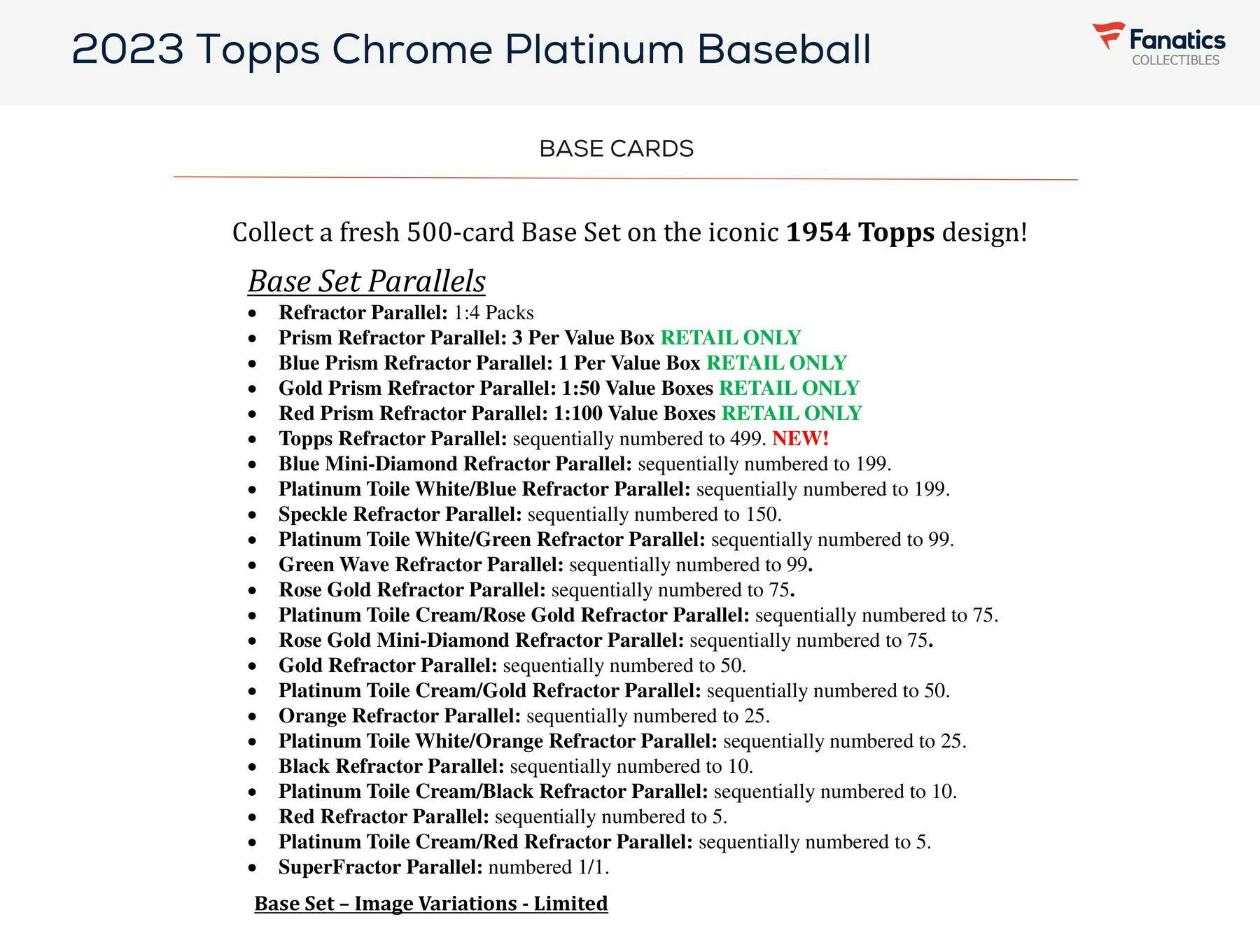 2023 Topps Chrome Platinum Anniversary Baseball 8 Pack Blaster Box (3 Prizms / Box) - MLB Blaster Box