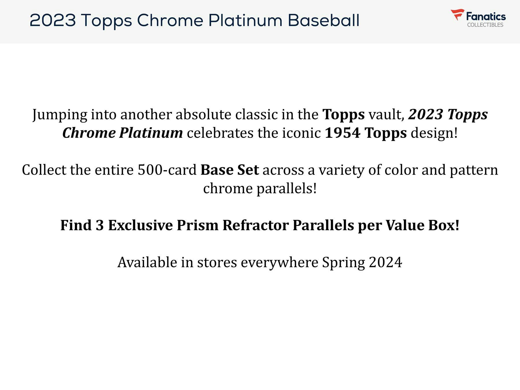 2023 Topps Chrome Platinum Anniversary Baseball 8 Pack Blaster Box (3 Prizms / Box) - MLB Blaster Box