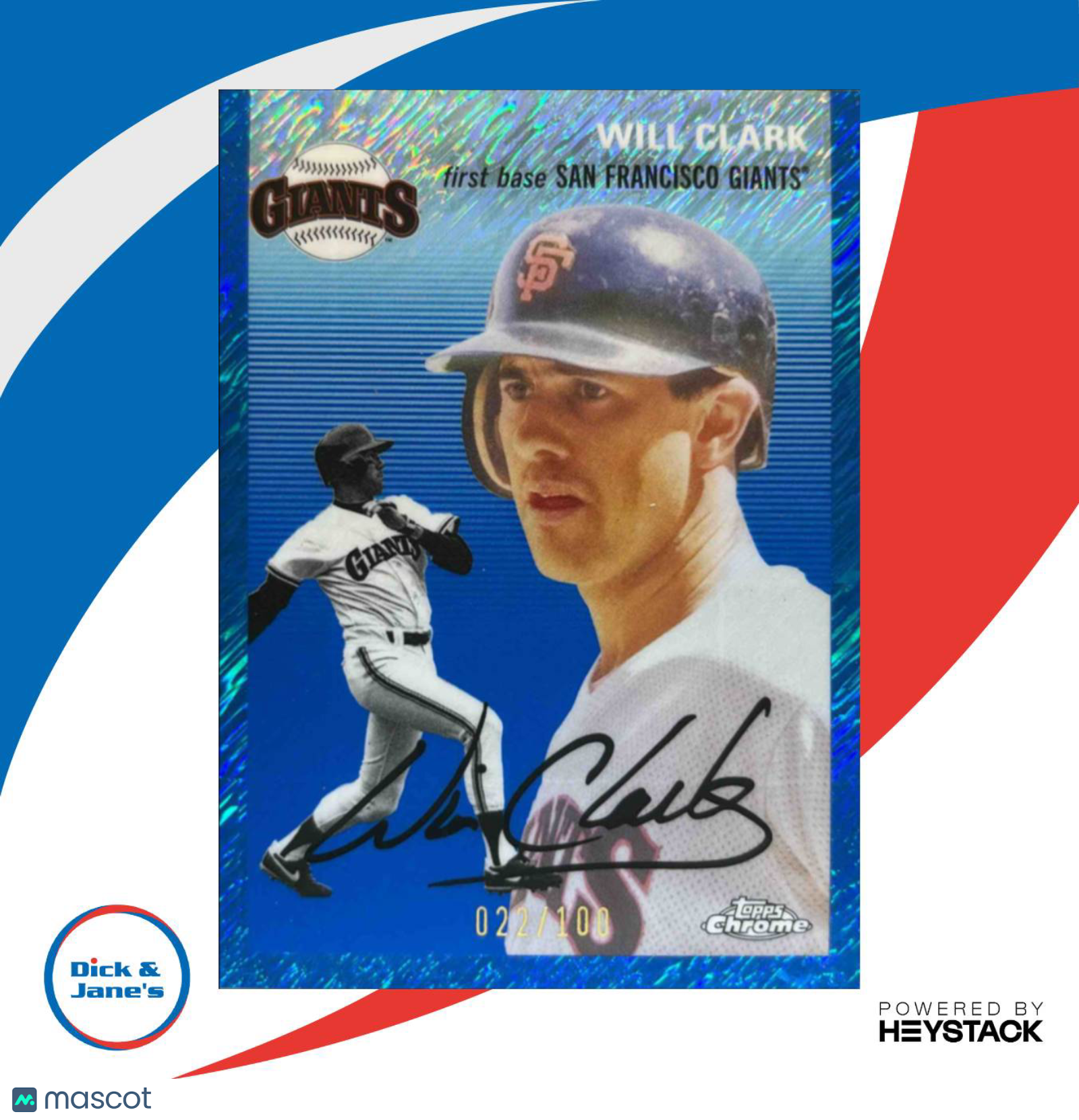 2023 Topps Chrome Platinum Anniversary Will Clark Blue Shimmer /100 #485 Giants - Sports Cards