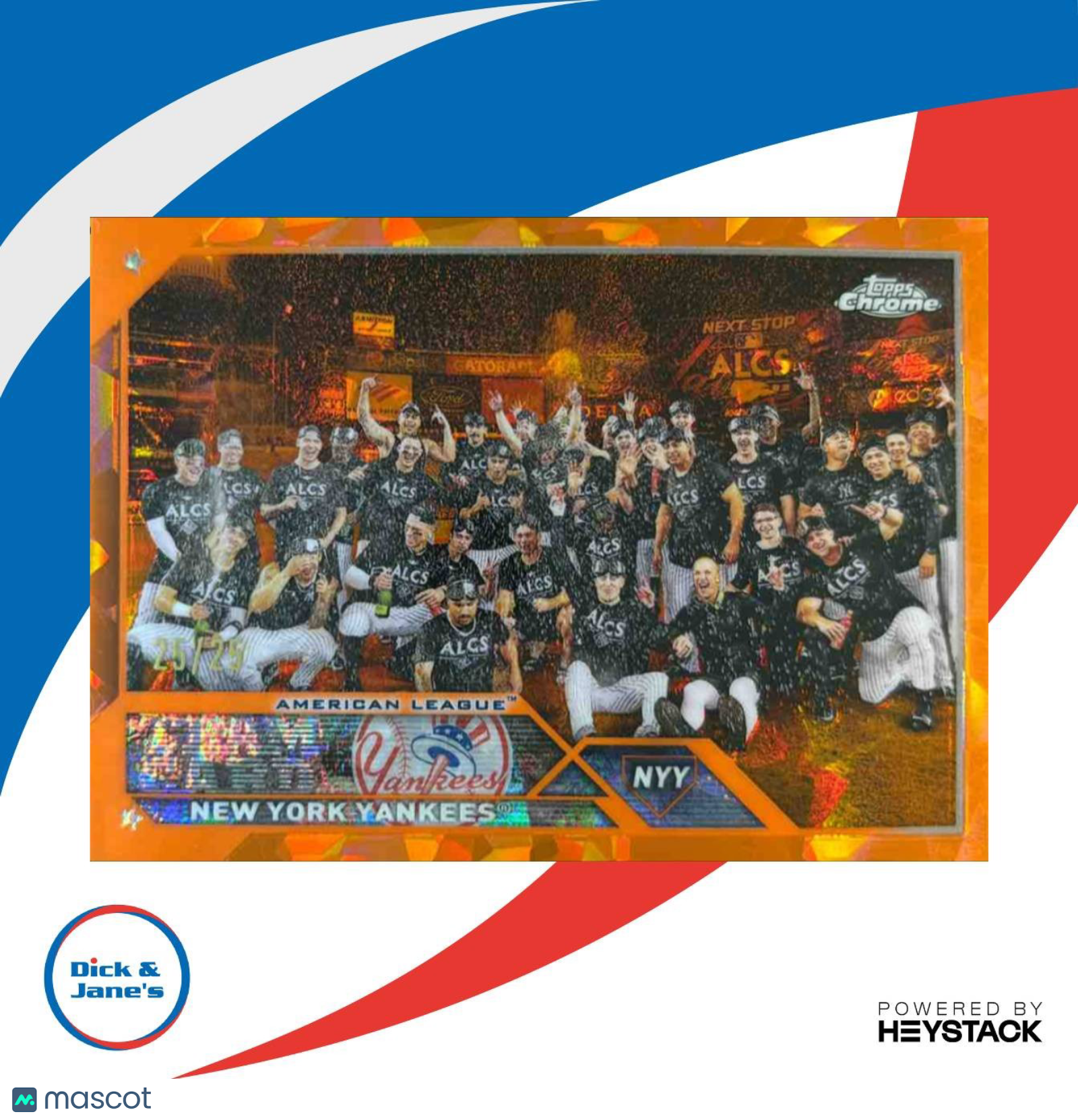 2023 Topps Chrome Sapphire New York Yankees Orange 25/25 #516 Checklist - Sports Cards