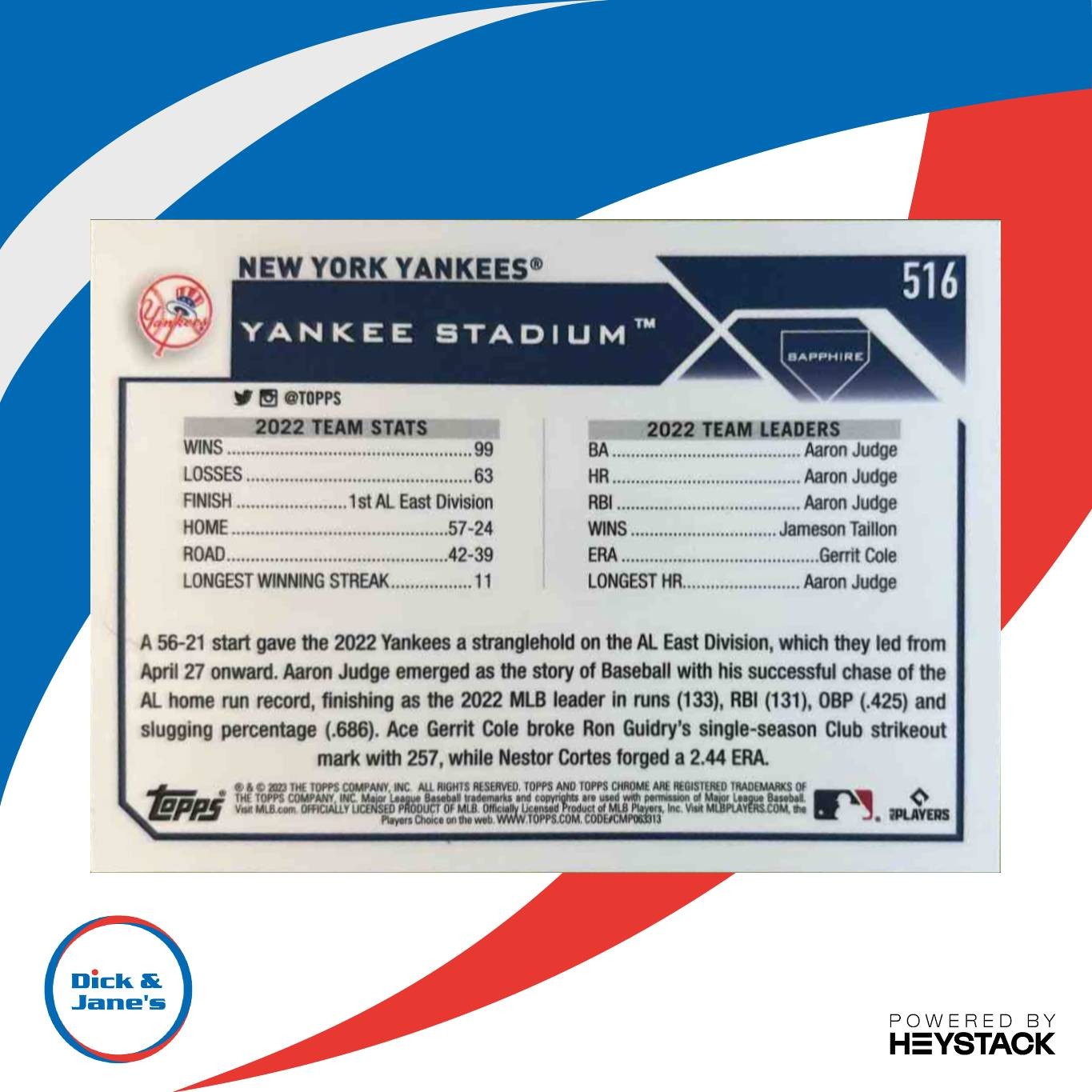 2023 Topps Chrome Sapphire New York Yankees Orange 25/25 #516 Checklist - Sports Cards