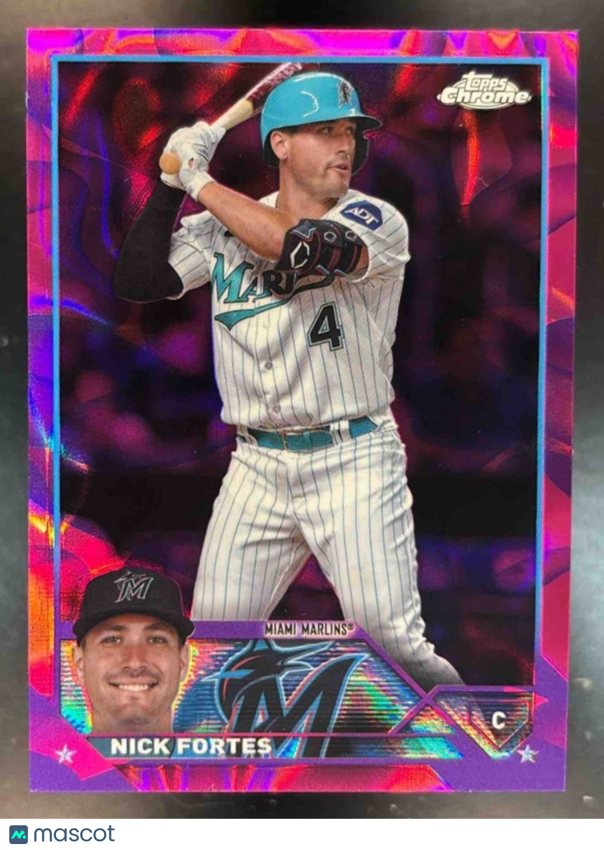 2023 Topps Chrome Update Nick Fortes Magenta/Purple Lava Lamp /299 USC77 Marlins - Sports Cards