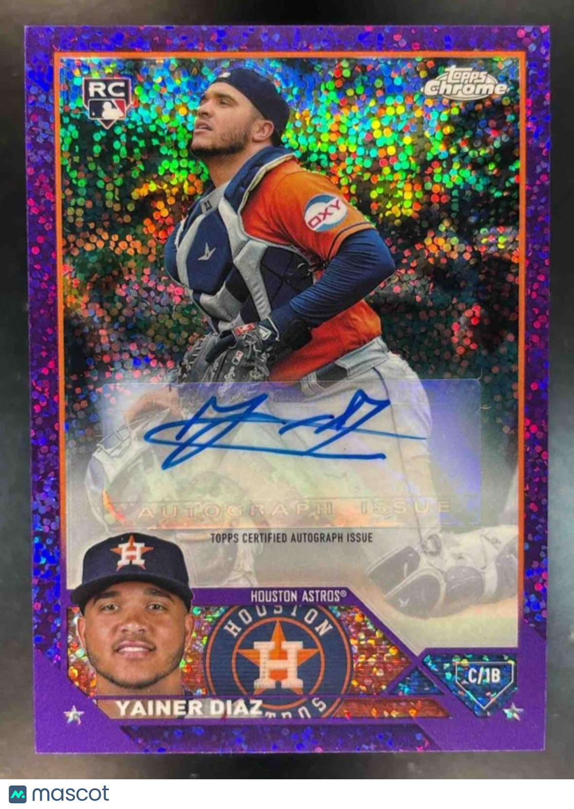 2023 Topps Chrome Update Yainer Diaz Auto Purple Speckle /299 RC Houston Astros - Sports Cards