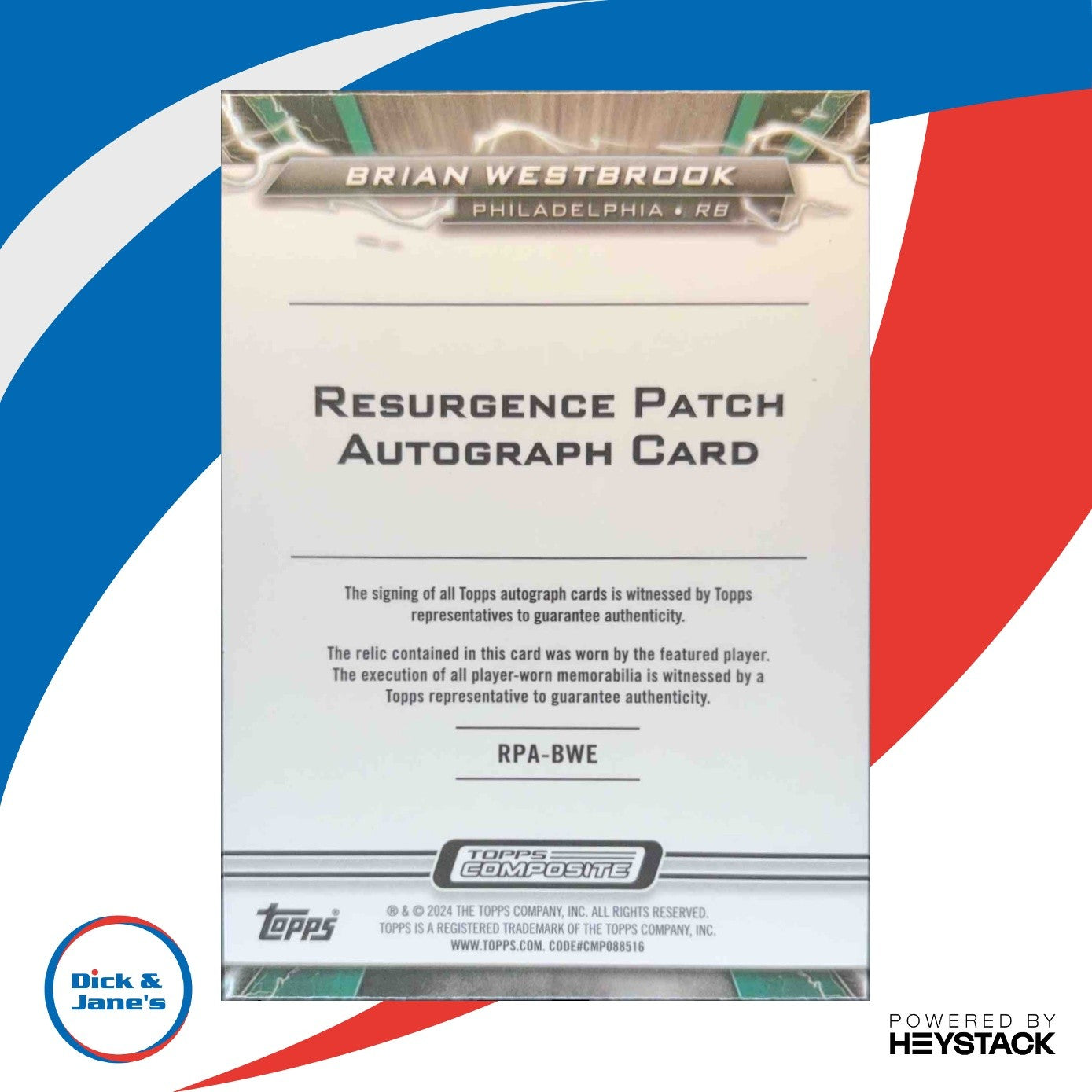 2023 Topps Composite Brian Westbrook Resurgence Patch Power Surge Patch 19/25 - Sports Cards